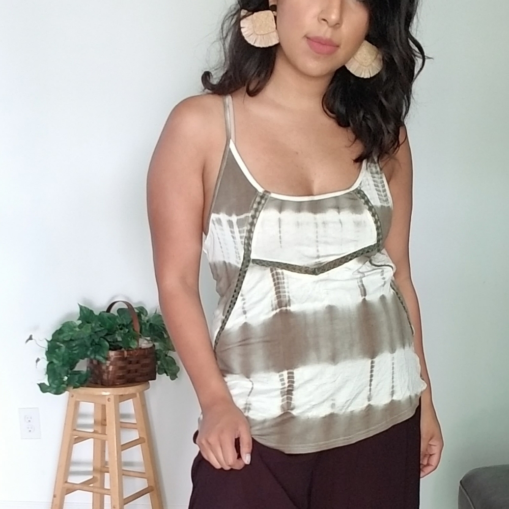 LAST| OLIVE GREEN TIE DYE TANK TOP S 4 6 - Picture 4 of 10